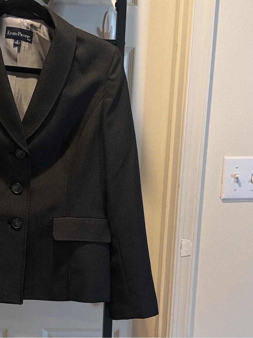 Evan Picone Charcoal Notch-Lapel Blazer Office Wear Church Career Minimalist